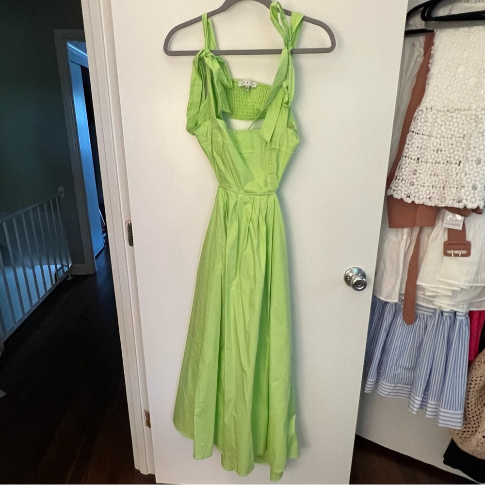 Lime Green Cut Out Midi Dress - Picture 9 of 10